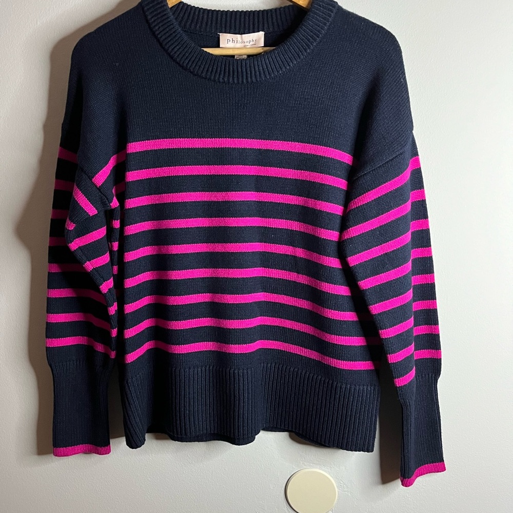 NWT Philosophy Blue/Berry and Pink Sweater. Size M